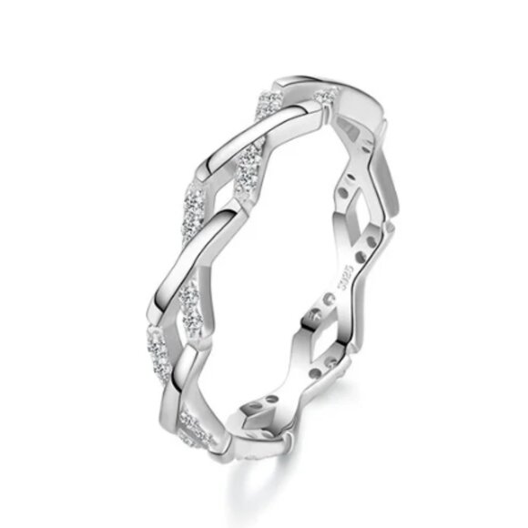 Sterling Silver Eternal Weave Diamond CZ Accent Ring - Picture 1 of 2